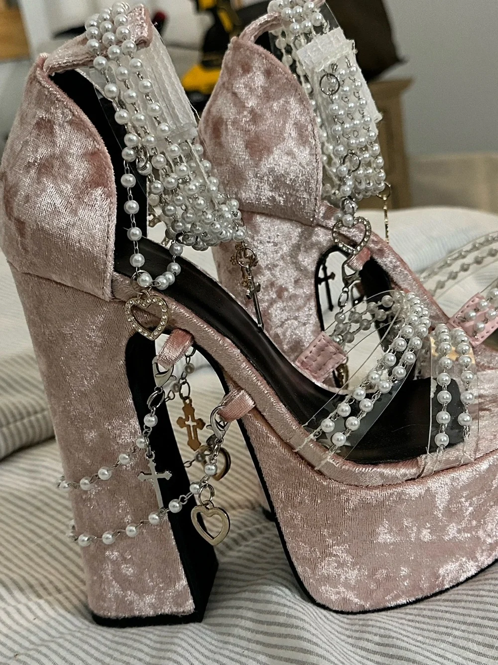 Sugar Thrillz HOLY REVELATION PLATFORM HEELS - Pink.Doll’s Kill